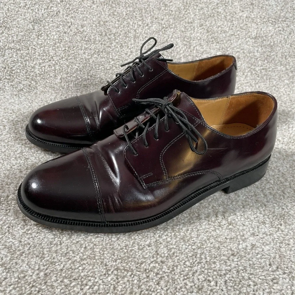 Cole‎ Haan Men Burgundy Leather Cap Toe Oxford Lace Up Size 8.5 D Caldwell 08331
